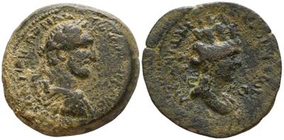 AE26 de Antonino Pio. Tyche a dcha. Laodicea ad Mare 4412661.m