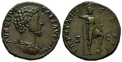 Sestercio de Marco Aurelio. TR POR XIII COS II. Valor a dcha. Roma 10896516.m