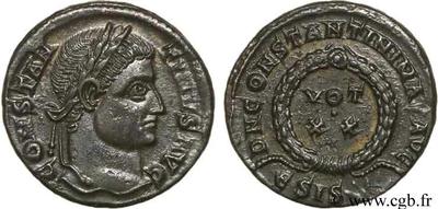 AE3 de Constantino I.  D N CONSTANTINI MAX AVG / VOT XX. Siscia 48431.m