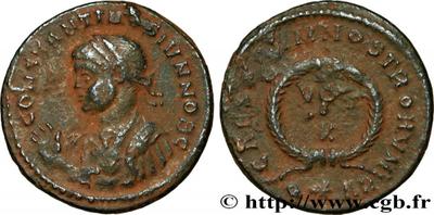 AE3 de Constancio II. CAESARVM NOSTRORVM / VOT X. Arlés. (híbrida).  6106505.m