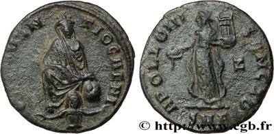 1/4 de Nummus atribuido al reinado de Maximino II. APOLLONI SANCTO. Antioquía  9382932.m