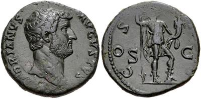 As de Adriano. COS III P P. Roma estante a dcha. Roma 1396233.m