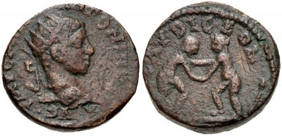 AE19 provincial de Heliogábalo. Laodicea ad Mare, Syria. 3288094.m