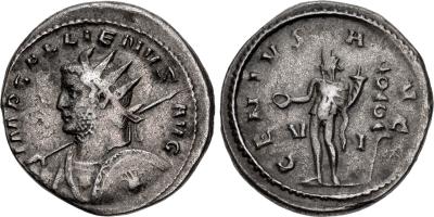 Antoniniano de Galieno. GENIVS AVG. Genio a izq. Roma 5840916.m