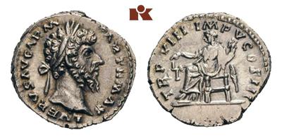 Denario de Lucio Vero. TR P VIII IMP V COS III. Aequitas sentada a izq. Roma 1646921.m