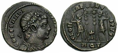 AE3 de Constantino I. GLORIA EXERCITVS. Soldados entre 2 estandartes. Aquilea 316113.m