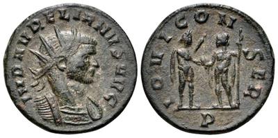 Antoniniano de Aureliano. IOVI CONSER. Emperador y Júpiter. Sérdica 2574865.m