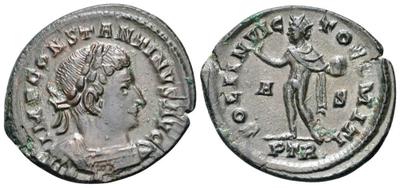 Nummus de Constantino I. SOLI INVICTO COMITI. Sol a izq. 4312687.m